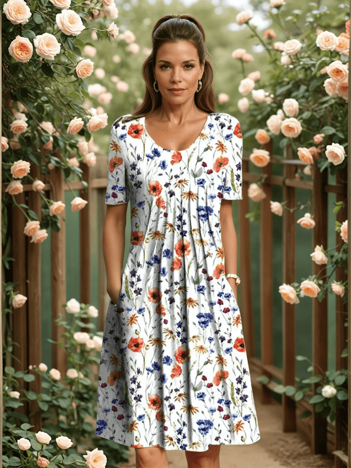 Ella | Elegant Floral Dress with Tummy Coverage