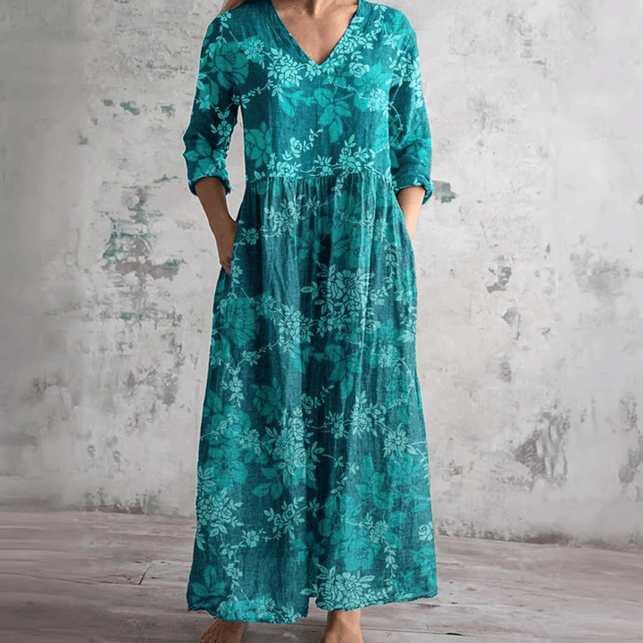 Alyvia | Summer Dress with V-Neck and Floral Pattern
