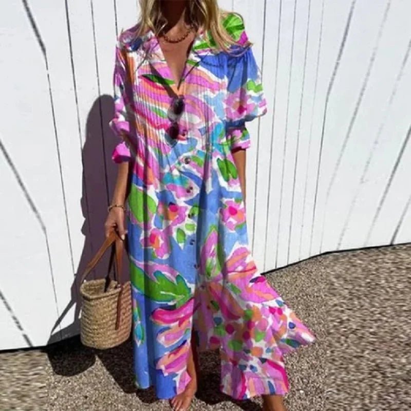 Cassidy | Boho Puff Sleeve Maxi Dress