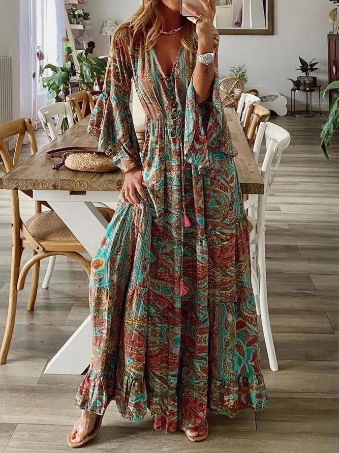 Charlotte | Bohemian V-Neck Maxi Dress