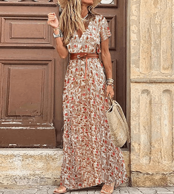 Luna | V-Neck Boho Maxi Dress