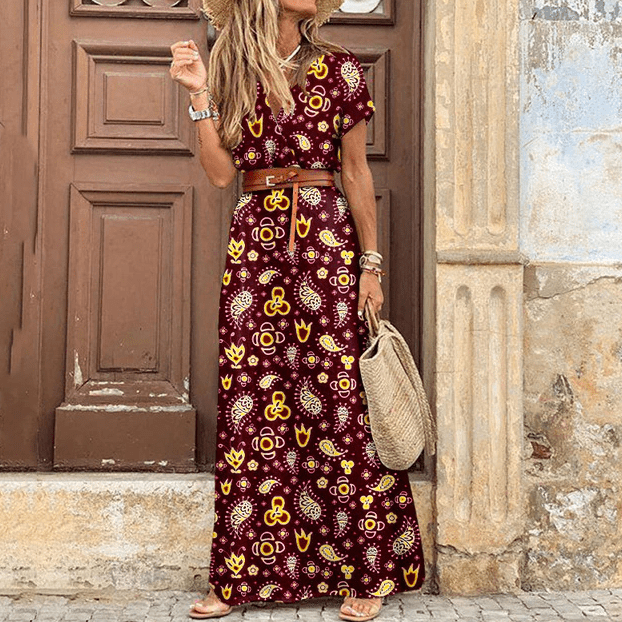 Luna | V-Neck Boho Maxi Dress