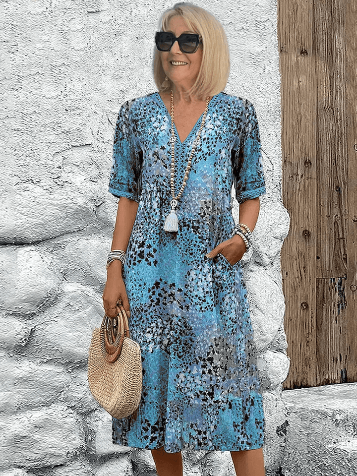 Sofia | Elegant Floral Midi Dress with Tummy Coverage